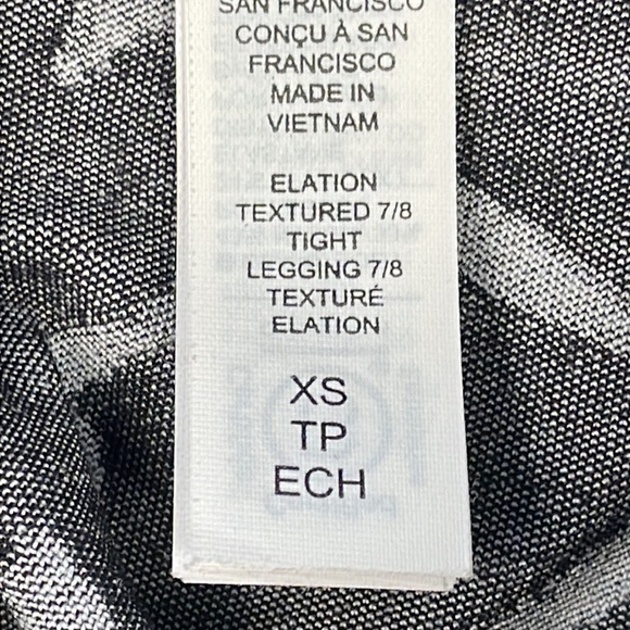 Athleta Elation Textured 7/8 Tight Leggings Black White Abstract Swirl Sz XS - Picture 12 of 14